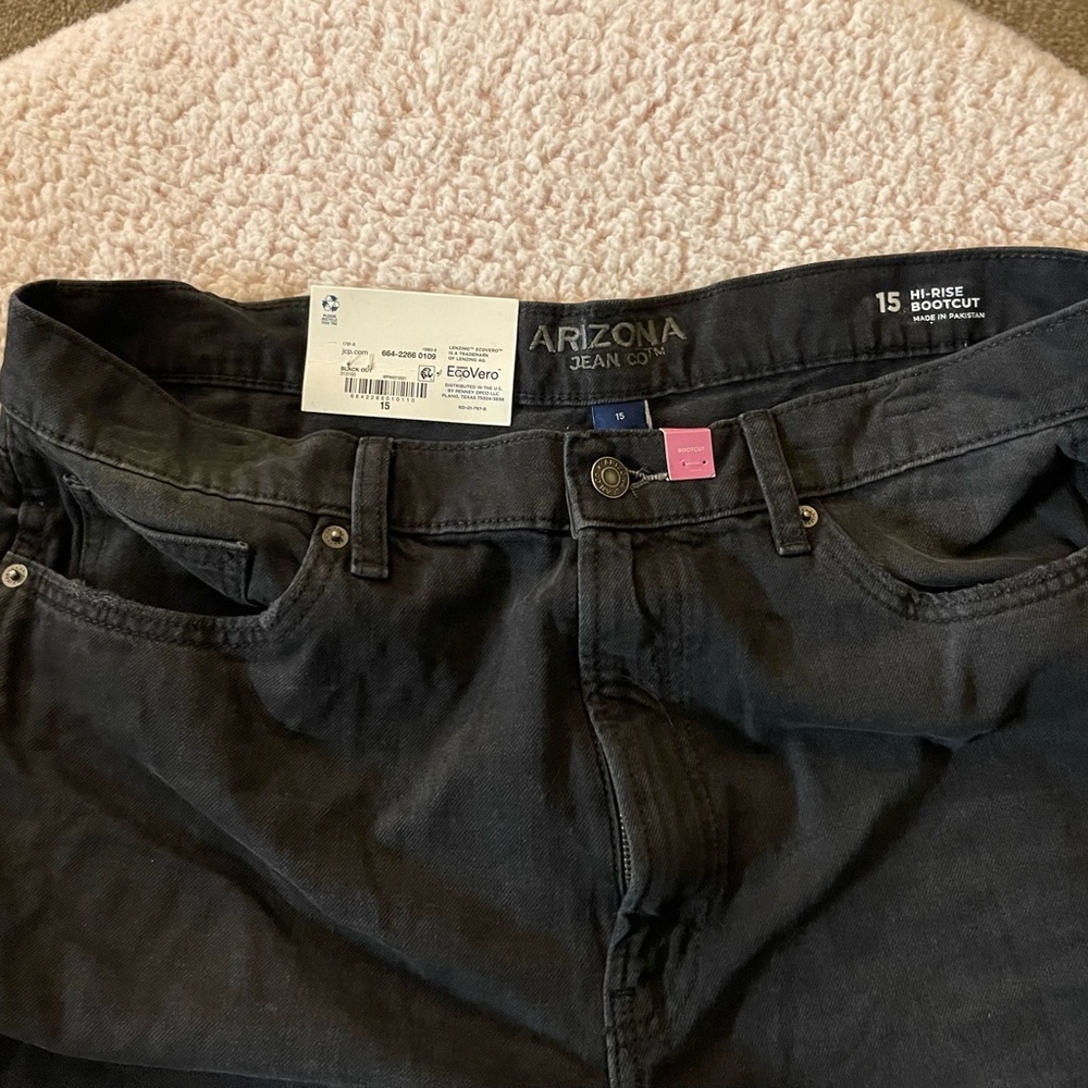 Arizona black bootcut distressed jeans junior’s